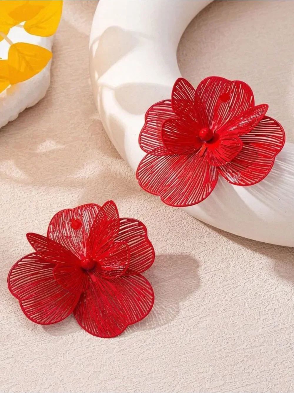 Red Floral Earrings A1653